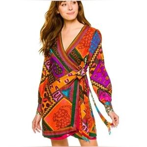 Farm Rio Dotted Patch Scarf Mini Wrap Dresa